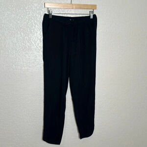 Madewell Womens Black XS Pants Elastic Tie Front Waist Pockets‎ Side Slit Ankle